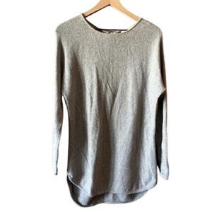 Women's S Michael Kors Grey Tunic Sweater Scalloped High Low Hem Long Sleeve